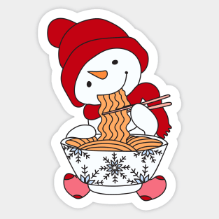 Snowman Eating Noodle Sticker